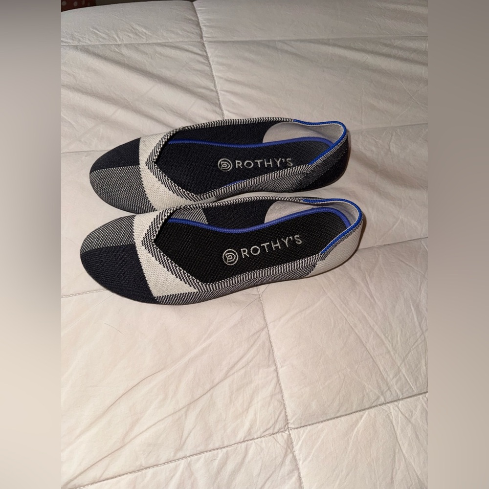 Rothy's Black and Gray Slip-On Flats
